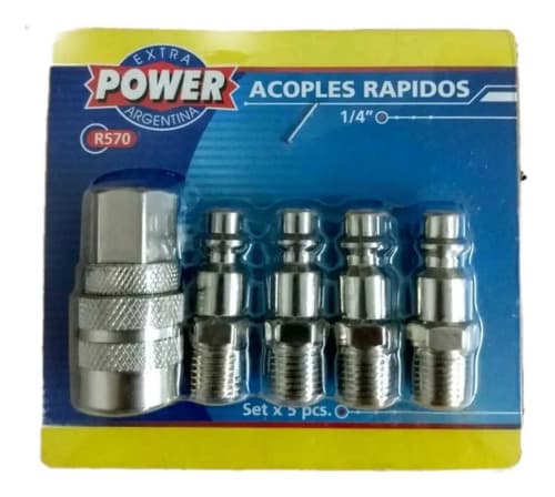 Kit Acople Rápido De 5 Piezas Para Compresor Con Encastre De 1/4 