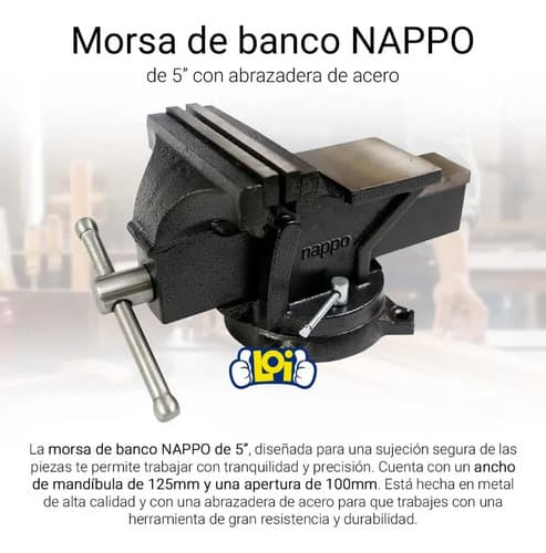 Morsa De Banco Nappo N5 Giratoria Apertura 10mm Mand 125mm