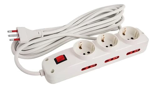 Alargue Conatel 5m Blanco 3 Tomas Schuko 6 Modulares Con Llave Encendido