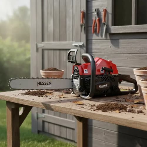 Motosierra De Combustión Hessen Promaster 52 Cc Para Jardinería Rojo