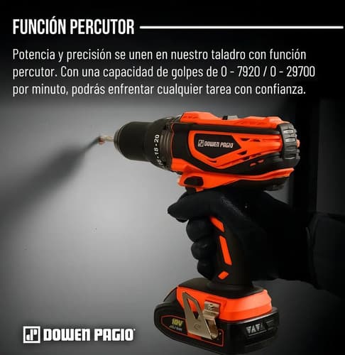 Taladro Percutor 13mm Dowen Pagio No Incluye Batería Color Naranja