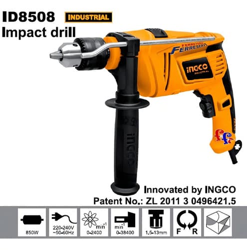 Ff Taladro Percutor Ingco 13mm 850w Id8508 Industrial Color Amarillo Frecuencia 50