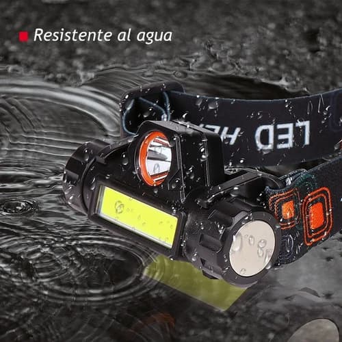 Linterna Táctica Led Vincha Recargable 2000 Lm Alcance 150m Usb Blanco Negro