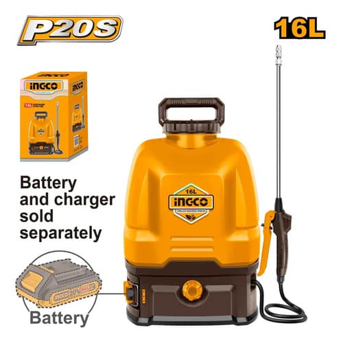 Pulverizador Fumigador De Mochila 16lts A Bateria Ingco Amarillo