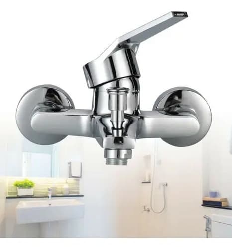 Monocomando Tushop Pileta Baño Acero Inoxidable Brillante Montaje Pared Plateado