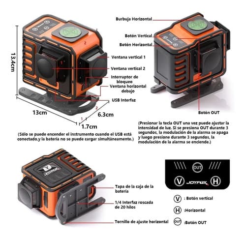 Nivel Láser Rotativo Joyfox L-186 12 Líneas 3d Autonivelante 360° Batería