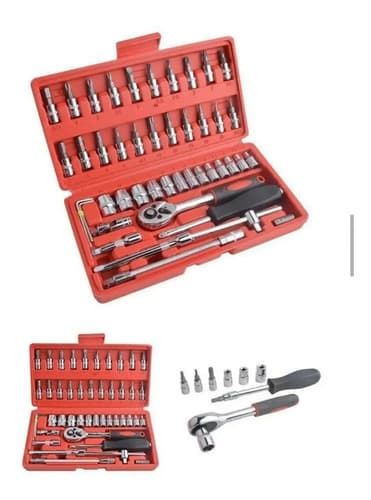 Set De Dados Y Punteros 46 Piezas, Encastre 1/4 Pulgadas