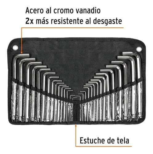Llaves Allen Truper Juego 30 Piezas Estuche Plástico All-30 Color Cromado