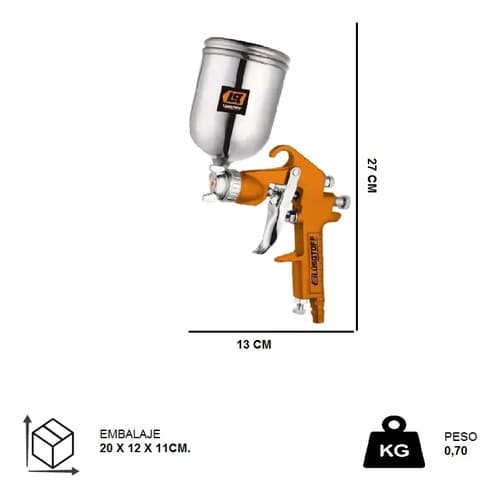 Pistola Soplete Pintar 0.4lt 1.5mm Lusqtoff W71g Tipo Maer Naranja