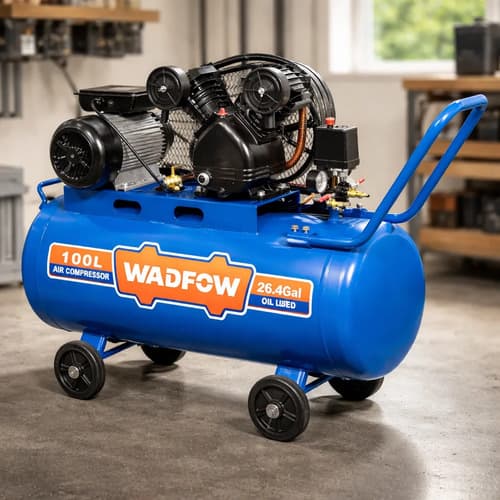 Compresor 100 Litros 3hp A Correa Wadfow Wap4r11 Azul 50 Hz Monofásica