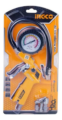 Inflador Con Manómetro Ingco Para Autos Motos Y Bicicletas