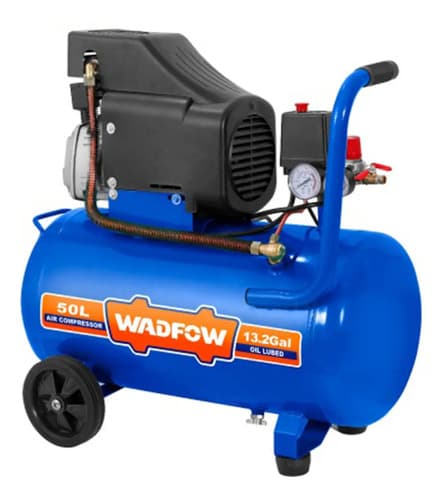 Compresor De Aire 50 Lts 2.5hp Kit Manguera Pistola Inflador Azul 50 Hz Bifásica