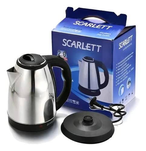 Jarra Eléctrica Scarlett Sc-20a 2l Acero Inoxidable Plateada Y Negra Plateado/negro