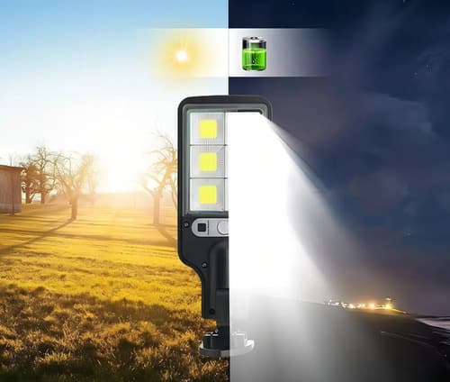 Foco Solar Exterior Con Sensor Y Foto Célula 6 Luces Negro