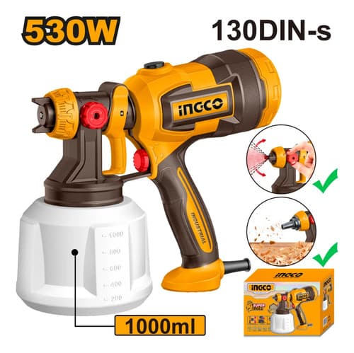 Equipo Pistola Pintar Electrica 530w T Plastico 1000ml Ingco