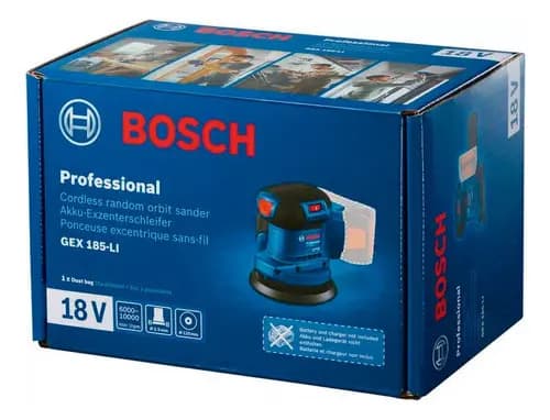 Lijadora Inalambrica Bosch Gex 185-li Baretool Color Azul
