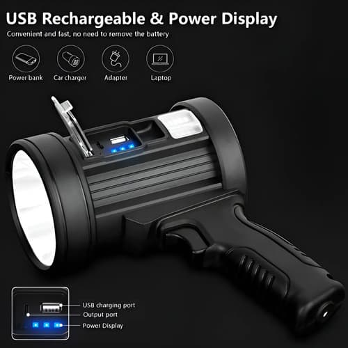 Foco Recargable Led Luz Panel Solar Linterna Caza Color De La Linterna Negro Color De La Luz Blanco