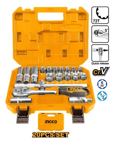 Juego Dados 1/2 X 20 Pcs Super Select Ingco Hkts12201 - Smf Color Amarillo