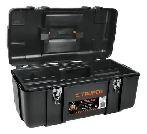 Caja Herramientas 20 PuLG. Truper Industrial Broche Metalico Color Negro
