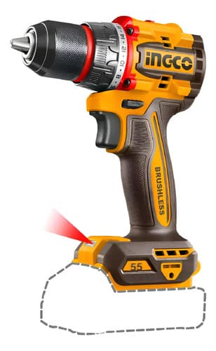 Taladro Atornillador Bateria Ingco 20v P20s 55nm +2 Puntas Naranja