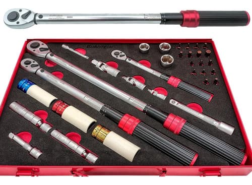 Torquimetros Zafe - 1/2 3/8 1/4 - Calibrados + Saca Bujías Puntas Dados + Accesorios | Eurotech Negro