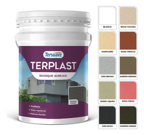 Revoque Acrílico Terplast Rodillable 25kg Tersuave - Regué Color Verde Liquen Hazel