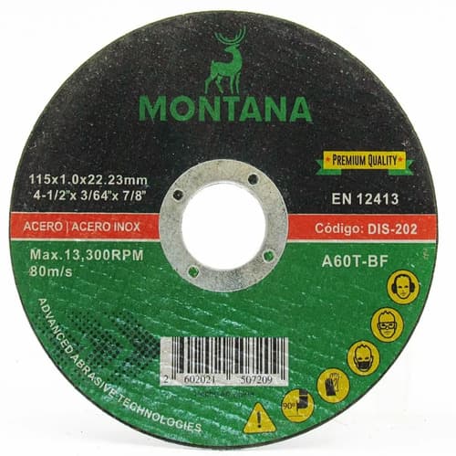 Disco Corte 4 '' Metal Montana 115x1.0mm 25 Unidades