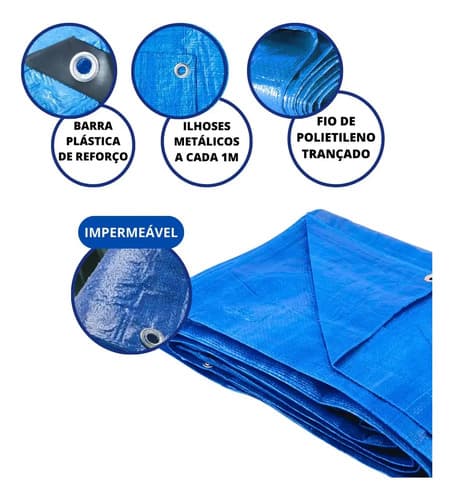 Lona Impermeable De Polietileno Azul Reforzada 2x3