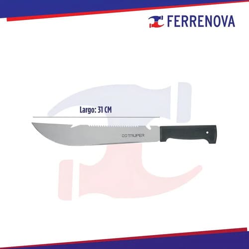 Machete Rambo 12' Cacha Inyectada Negra, Con Funda, Truper