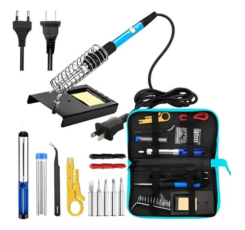 Kit Estaño Soldador 60w Temperatura Ajustabable Azul