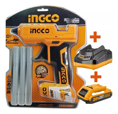 Kit Pistola Silicona Caliente Ingco 20v + 1 Bat + Cargador