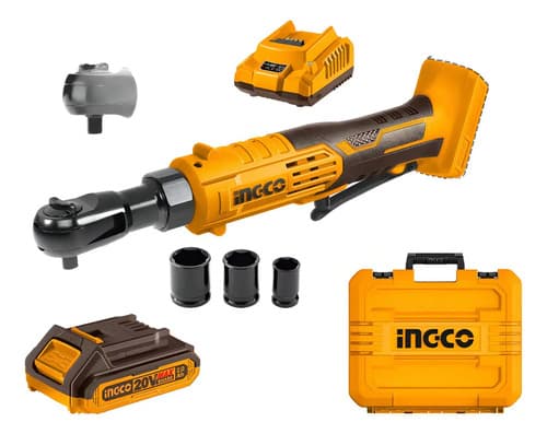 Llave Criquet A Bateria 20v P20s Ingco Con Batería Cargador Amarillo