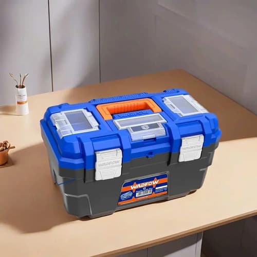 Caja De Herramientas 16 C/bandeja Gancho Metalico Wadfow Color Azul Y Naranja Azul/naranja