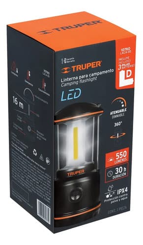 Linterna Farol Led Para Campamento Camping Truper 10760 Color Negro