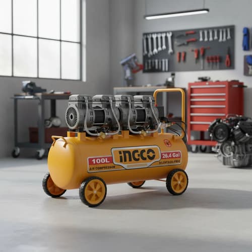 Compresor De Aire 100l 3.2hp 8bar (libre De Aceite) Ingco Naranja Claro 220-240v50hz Monofásica