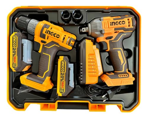 Kit Llave De Impacto + Taladro Inalámbrico Ingco +2 Baterías Cosli230702 Amarillo 50 Hz/60 Hz