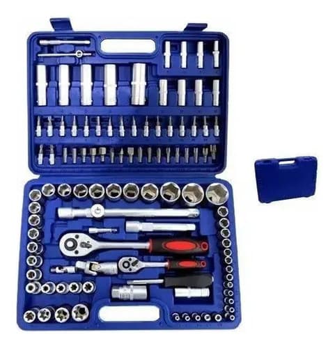 Juego De Dados 108 Piezas Y Puntas Acople 1/4 Y 1/2