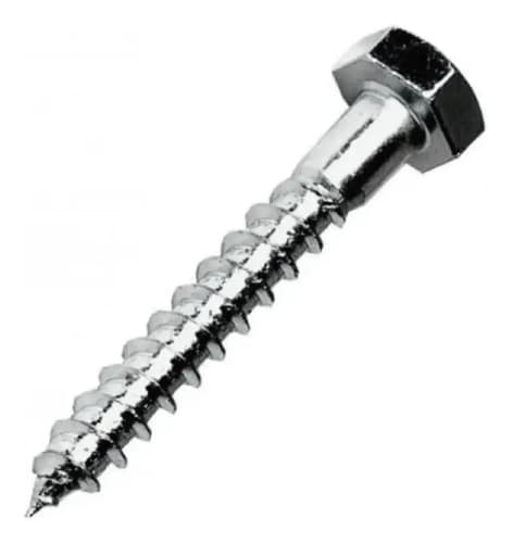 Tornillo Tirafondo En Acero Galvanizado 8mm X 65mm X 100 U
