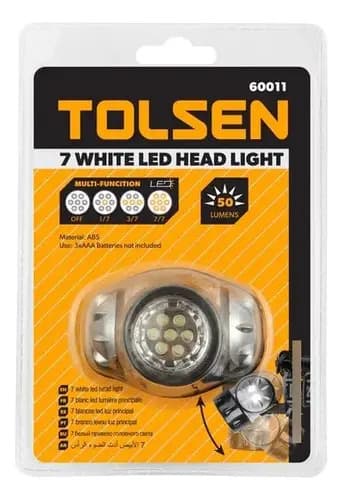 Linterna Luz 7 Led Minero P/cabeza Tolsen Multifunción 60011 Color De La Linterna Negro Color De La Luz Blanco