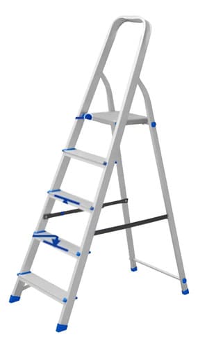 Escalera Familiar Aluminio 5 Escalones 120kg Wadfow Wld3h05 Plateado