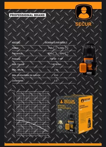 Bomba Sumergible 1hp 750w Agua Limpia Cable Conexión 140 L/m Roj0