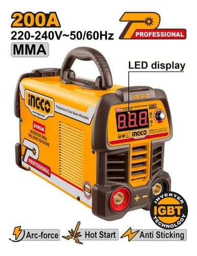 Soldadora Inverter Ingco Mma2006 200 Amper Con Accesorios Naranja/negro