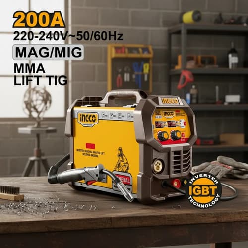 Soldadora Inverter Mag/mig/mma/tig 200a Ingco Ing-mgt20058 Amarillo