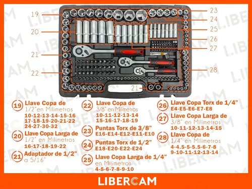 Set Juego De Tubos Llaves Y Puntas 216 Piezas Valija Caja
