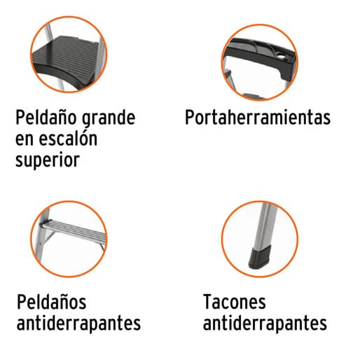 Escalera Tubular Plegable 3 Peldaños Tipo Iii Truper 16764 Color Blanco