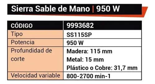 Sierra Sable Electrica Carne Herramientas 950w Dowen + Hojas