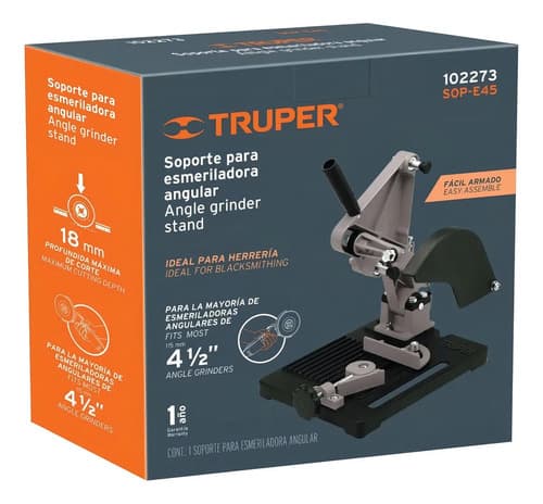 Soporte Para Esmeriladora Angular De 4 1/2', Truper Sop-e45 Negro