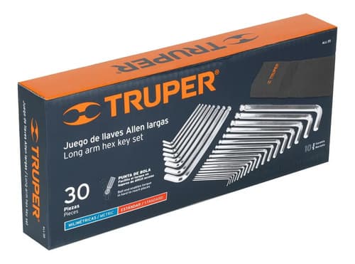 Llaves Allen Truper Juego 30 Piezas Estuche Plástico All-30 Color Cromado
