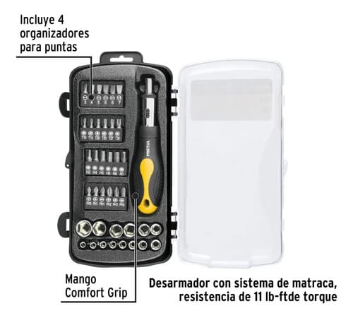 Juego De Herramientas Mecánicas Pretul De 39 Piezas Con Estuche Negro