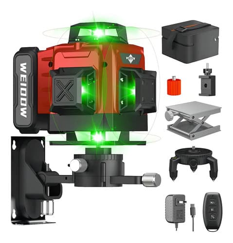 Nivel Láser Rotativo 360 Weidow Verde Autonivelante Con Imán Batería